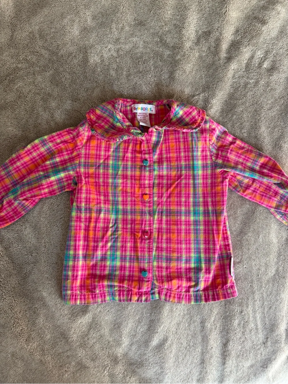 Vintage Gymboree Girls' Pink Plaid Button-Up Top